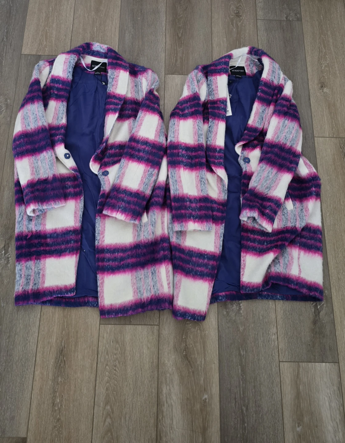 MINKPINK Plaid Wool Blend Coat - XS