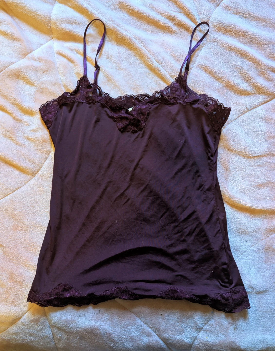 Women's Purple Lace Trim Cami Tank Top