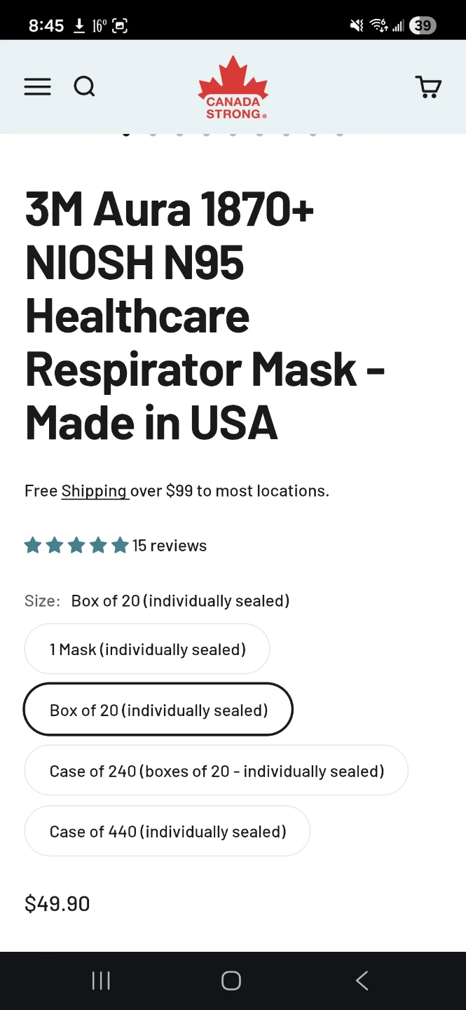 3M Aura 1870+ NIOSH N95 Healthcare Respirator Mask (x20) - photo 2
