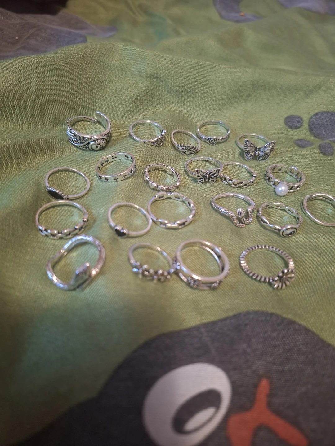 Assorted Silver-Tone Rings with Various Designs