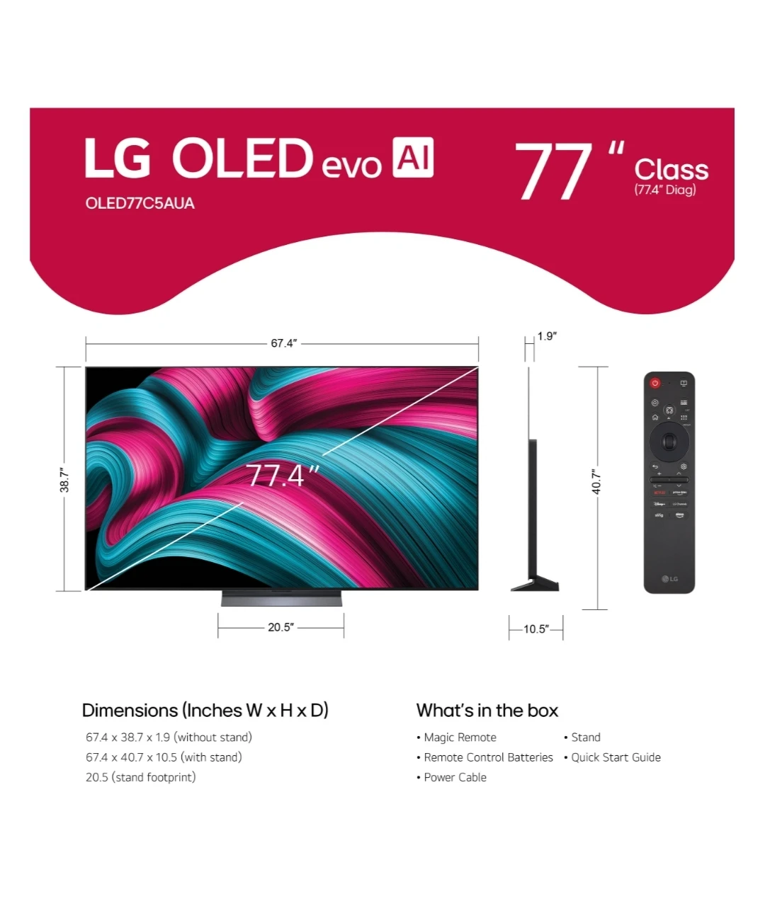 LG 77" OLED evo AI OLED77C5AUA Television - photo 2
