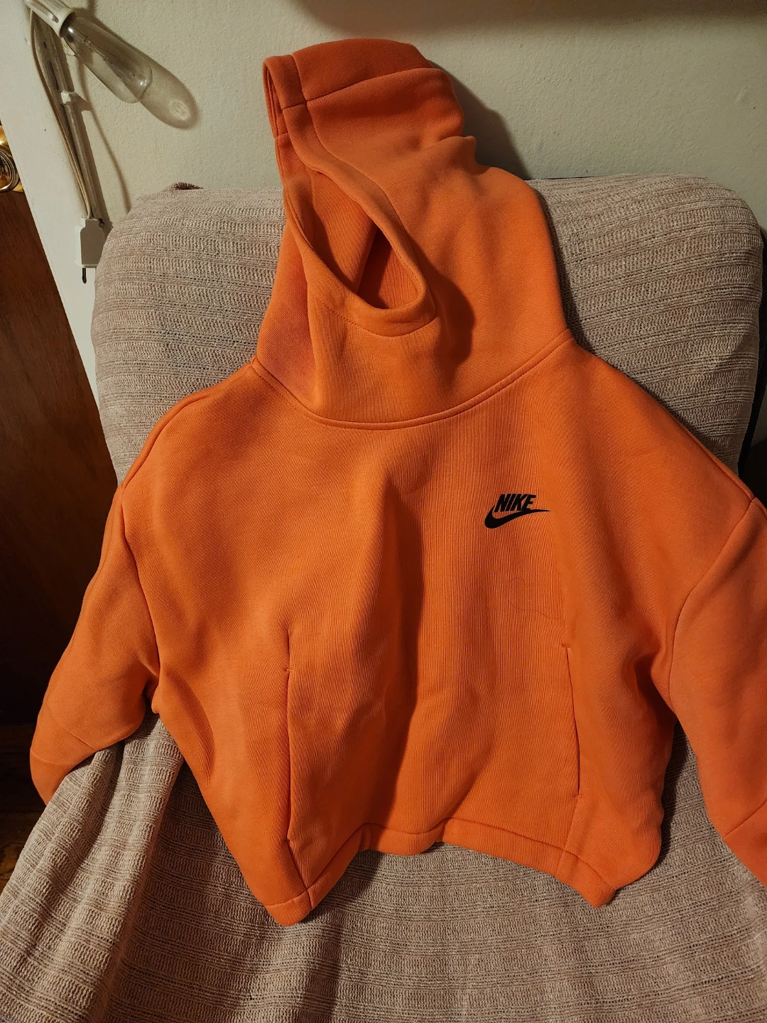 Nike Orange Cropped Hoodie Sweatshirt Size Small - photo 3