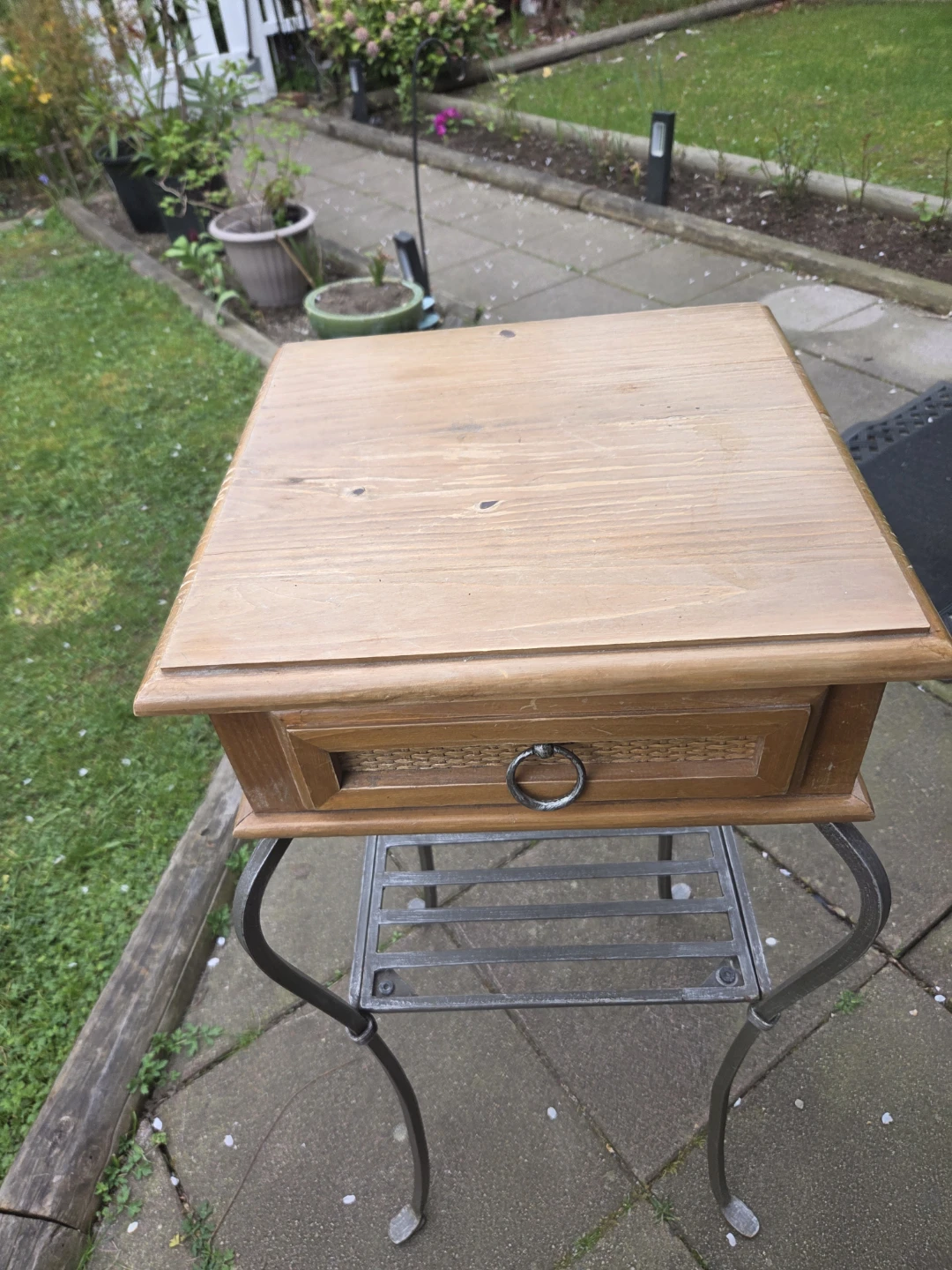 Wooden and metal accent table with drawer - photo 3