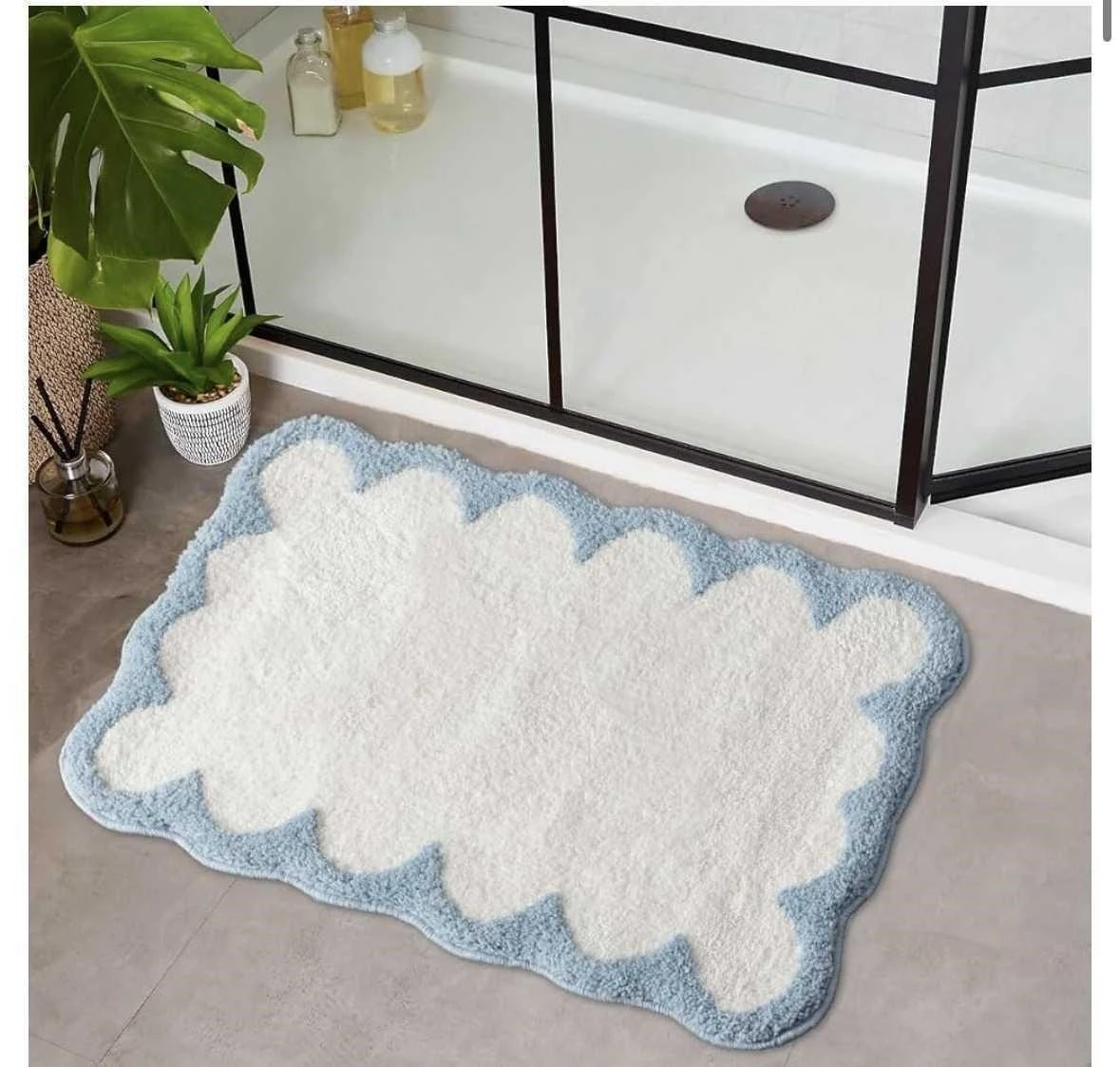 Cloud Shaped Bath Mat - White & Blue