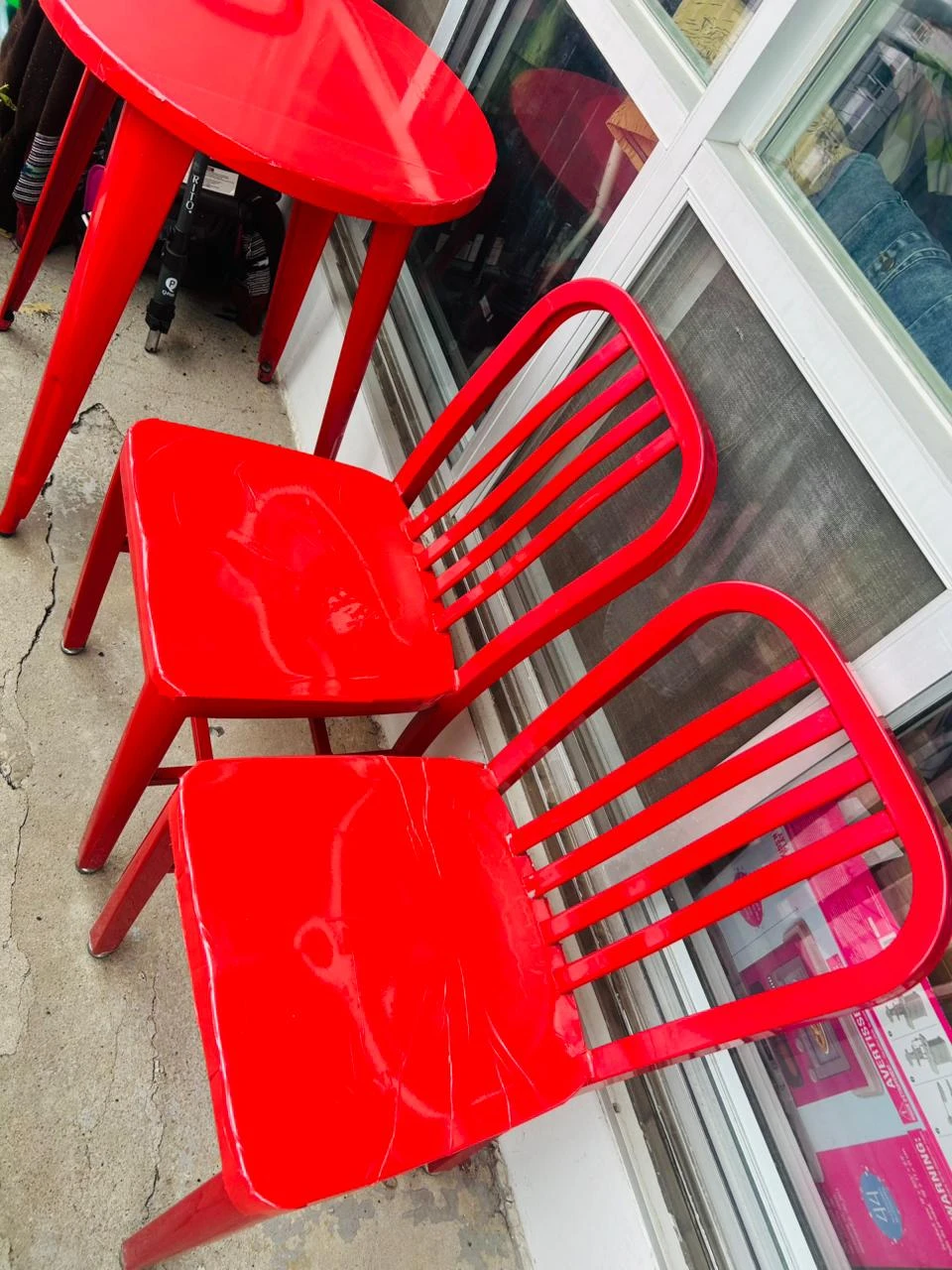 Set of 2 Red Metal patio set - photo 4