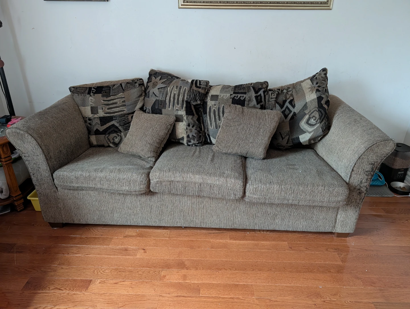 Brown Sofa with Decorative Pillows
