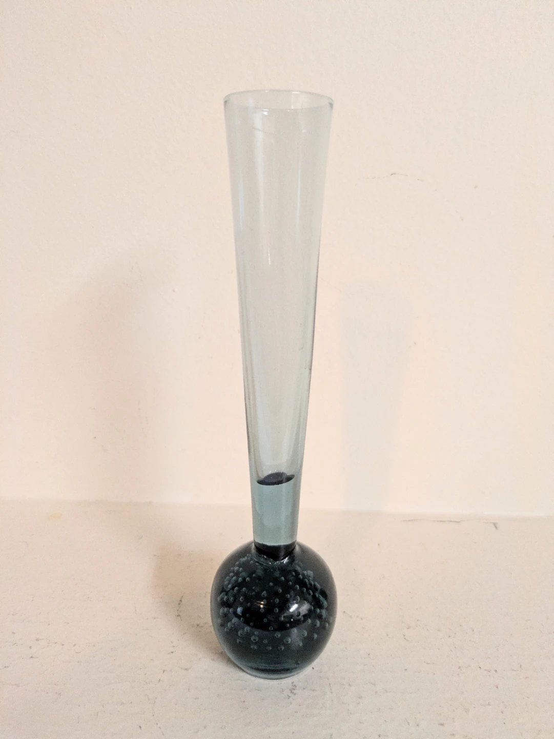 Mid Century Glass Bud Vase with Bubbles