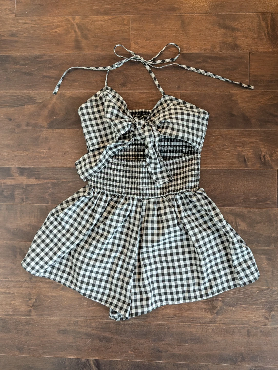 Black and White Gingham Romper