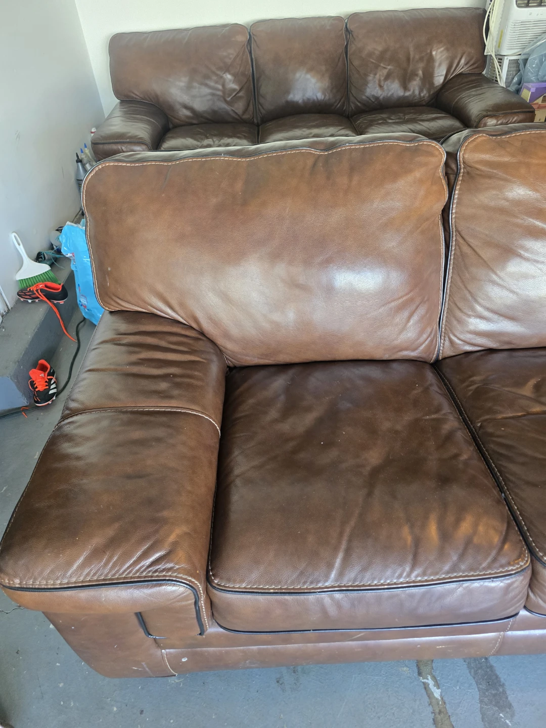 Brown Leather Sofa - photo 3