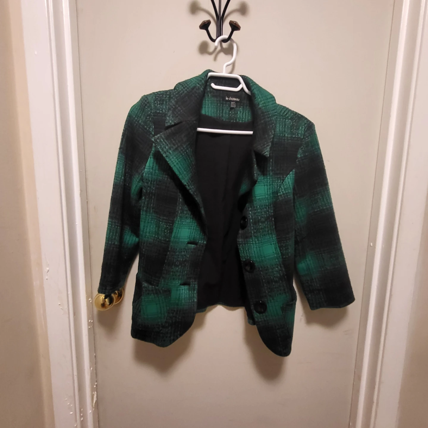Le Château Women's Plaid Blazer Green Black Like New Sz xsm