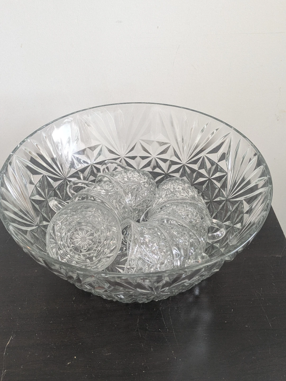 Crystal Glass Punch Bowl with Cups Set - photo 2