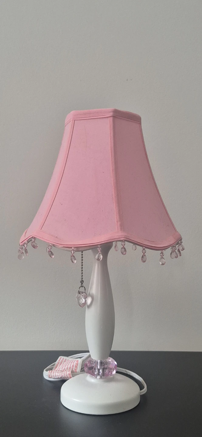 Pink Beaded Heart Lamp