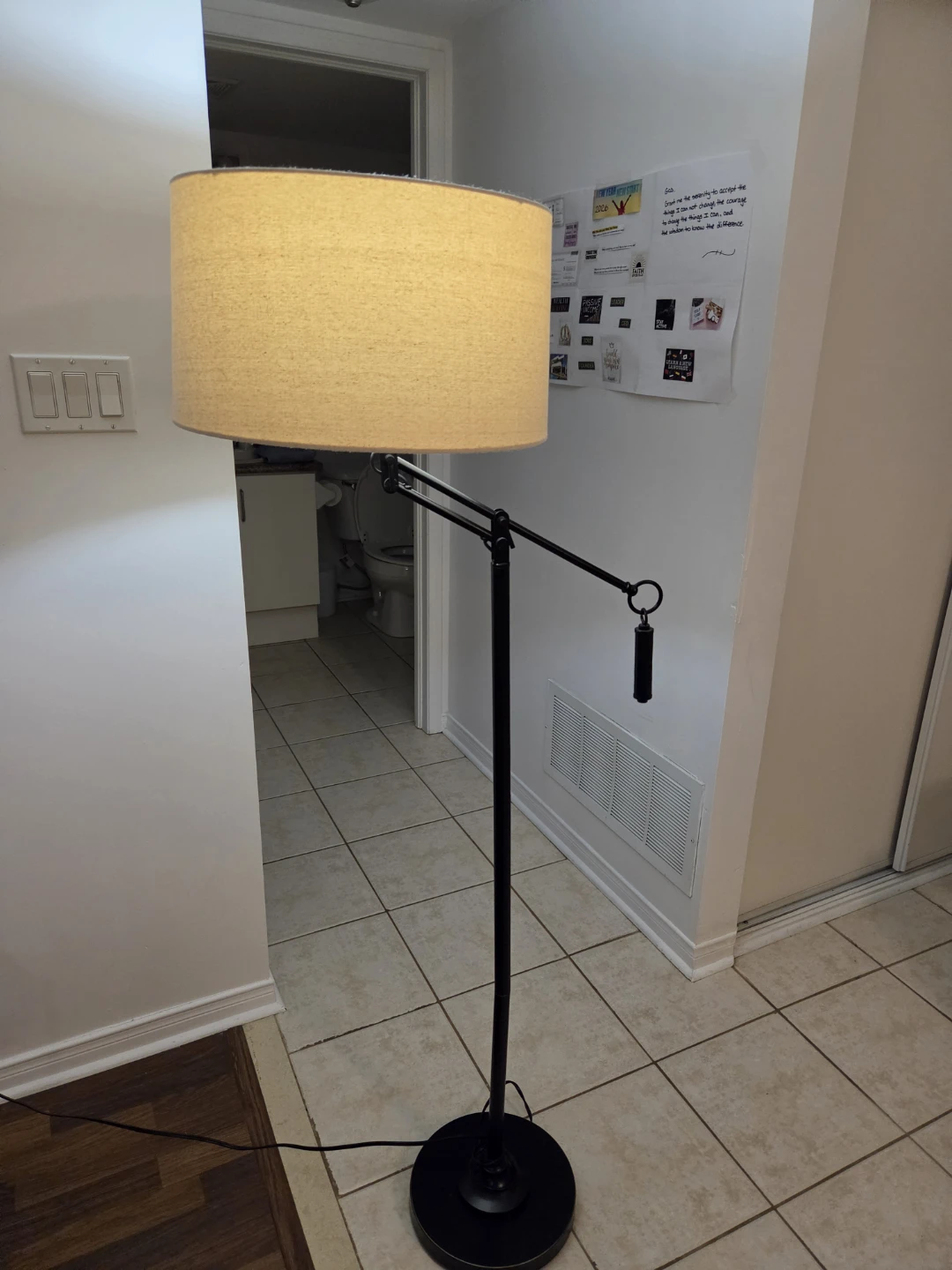Adjustable Floor Lamp with Beige Shade