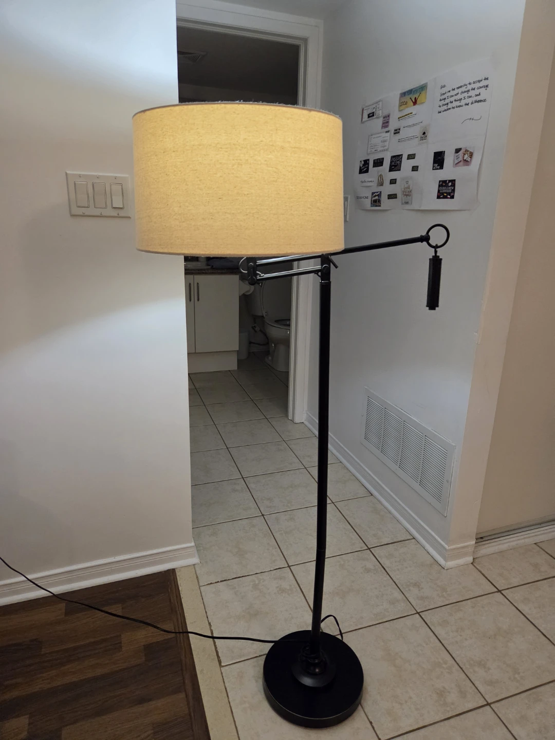 Adjustable Floor Lamp with Beige Shade - photo 2