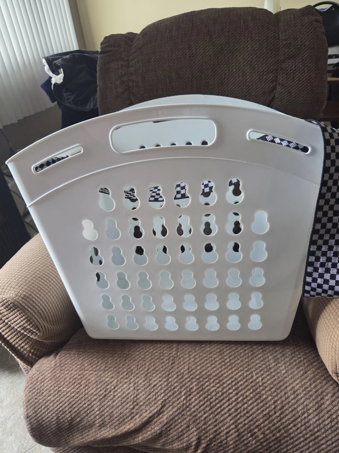White Laundry Basket with Handles and Shoulder Strap