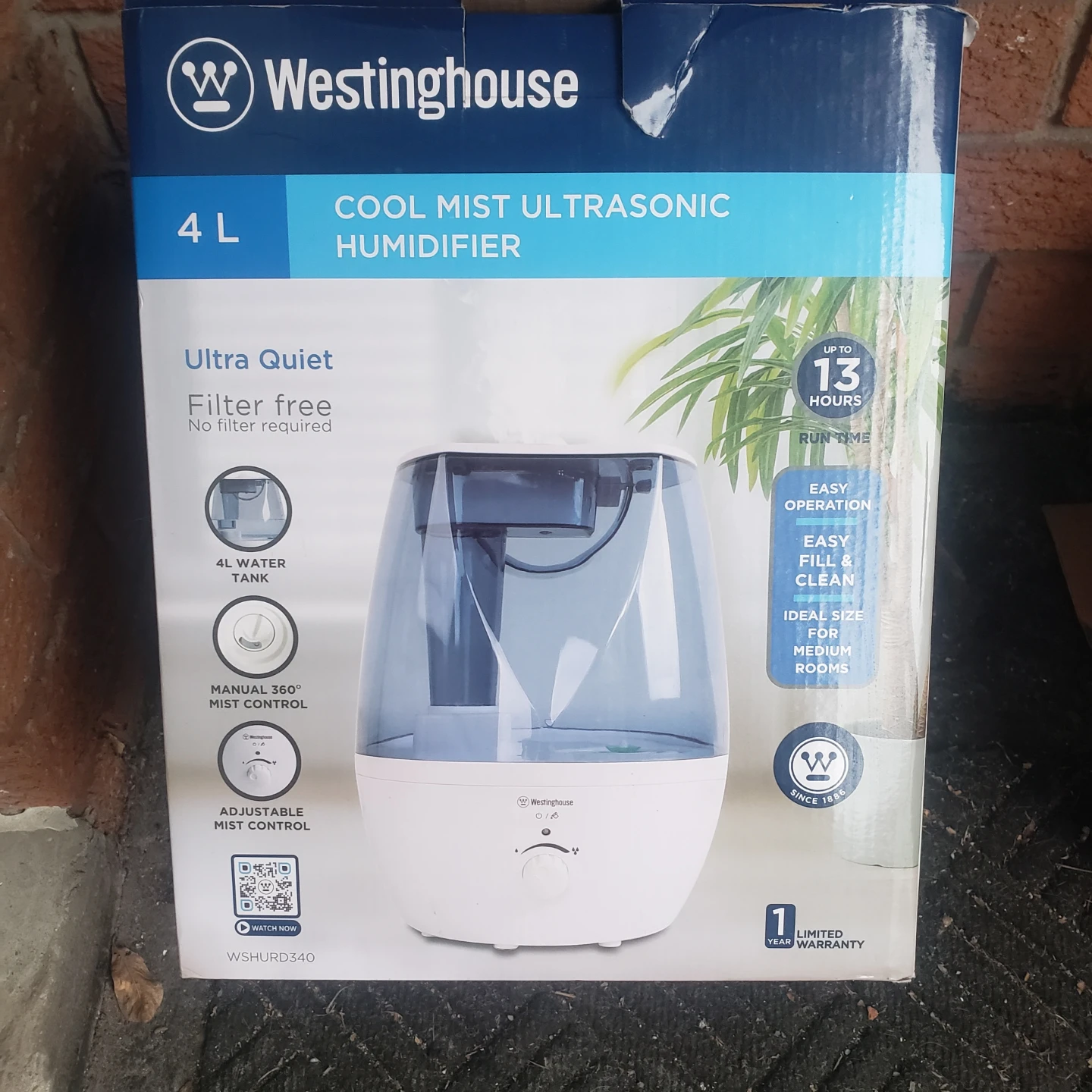 Westinghouse 4L Cool Mist Ultrasonic Humidifier WSHURD340