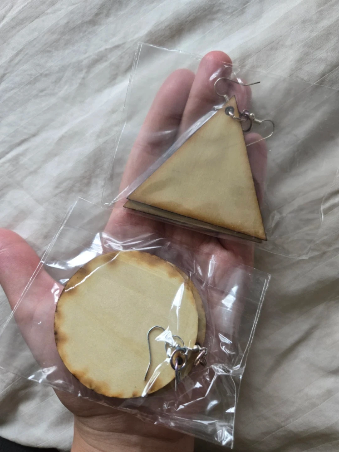Wooden Circle & Triangle Earrings - photo 2
