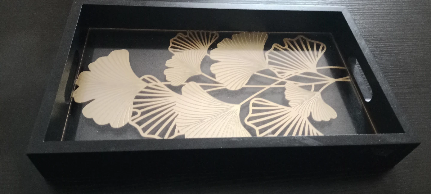 Decorative Tray with Ginkgo Leaf Design