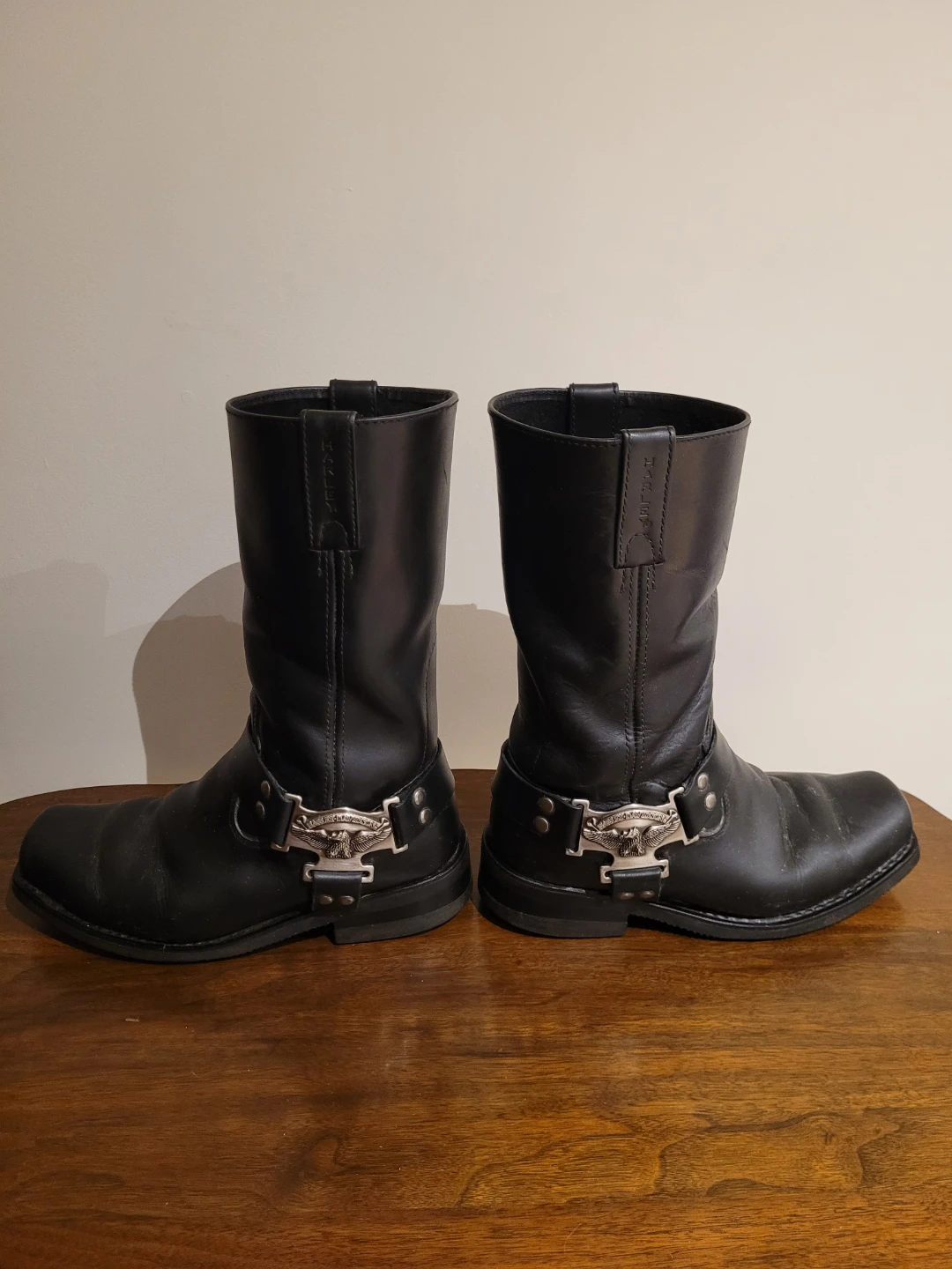 Black Leather Harley-Davidson Motorcycle Boots.