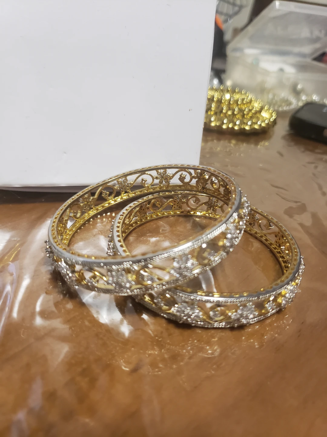 Set of 2 Ornate Bangles with Decorative Box - photo 2