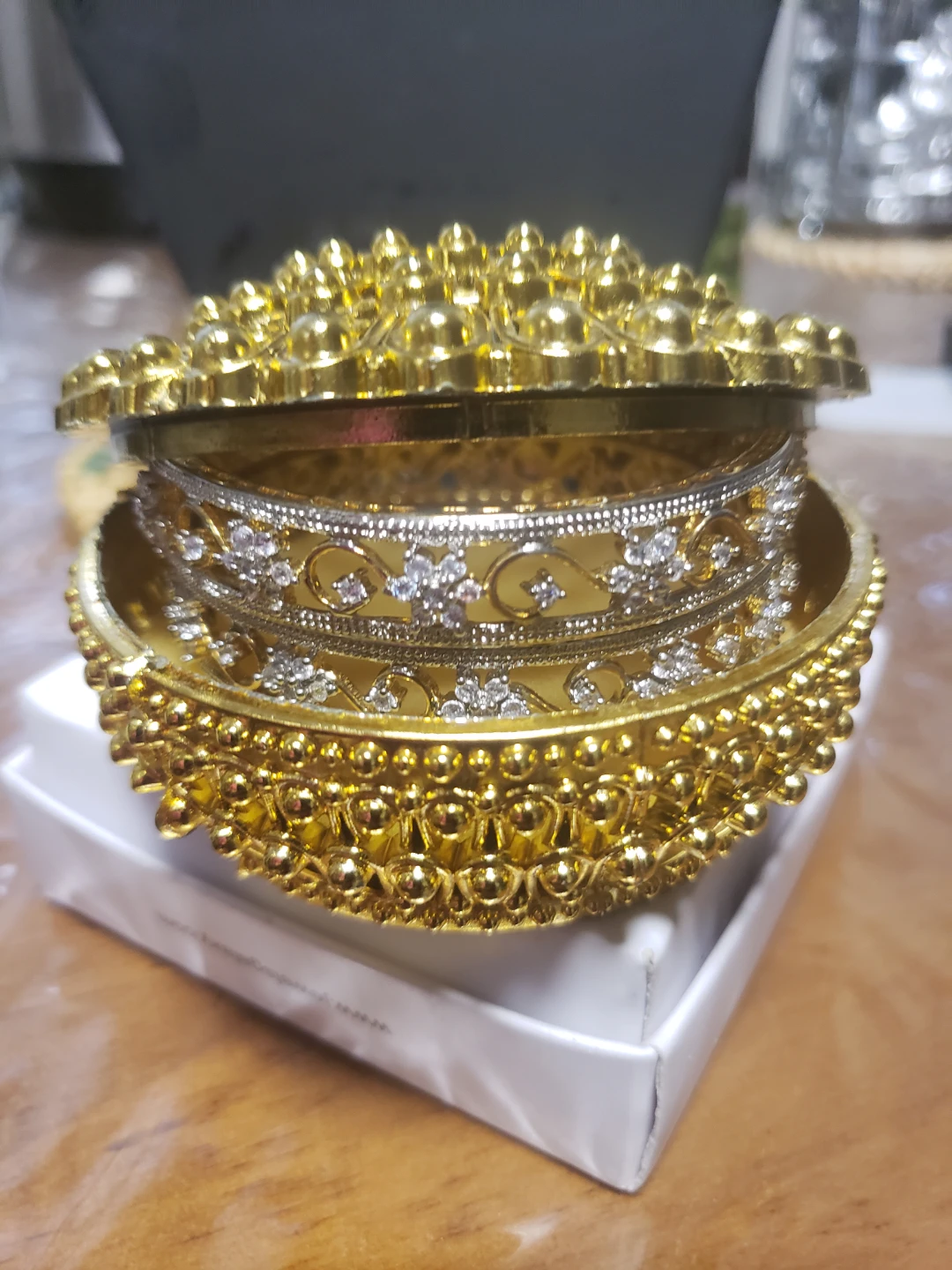 Set of 2 Ornate Bangles with Decorative Box - photo 3