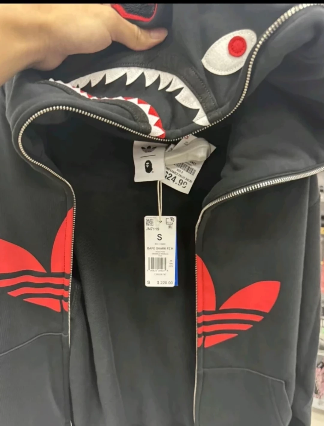 Adidas x Bape Shark Full Zip Hoodie Size S