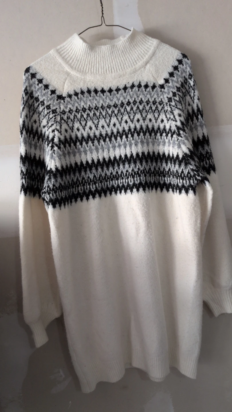 White fair isle knit sweater