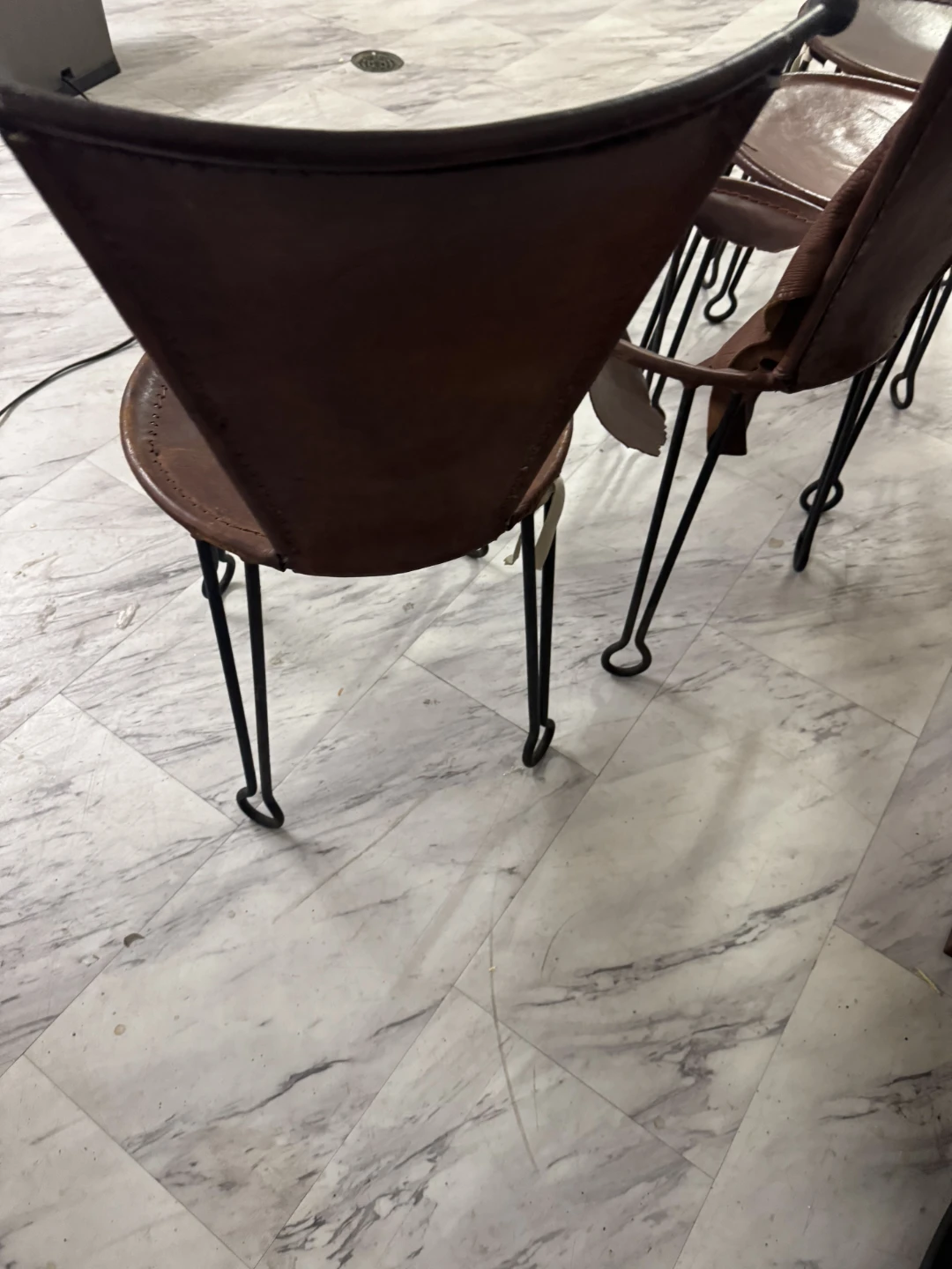 Set of 4 Brown Leather Butterfly Chairs