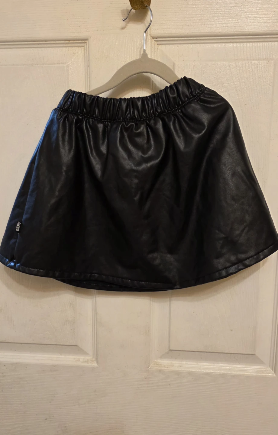 DKNY Black Faux Leather Skirt and Varsity Jacket Set Size 8 - photo 3