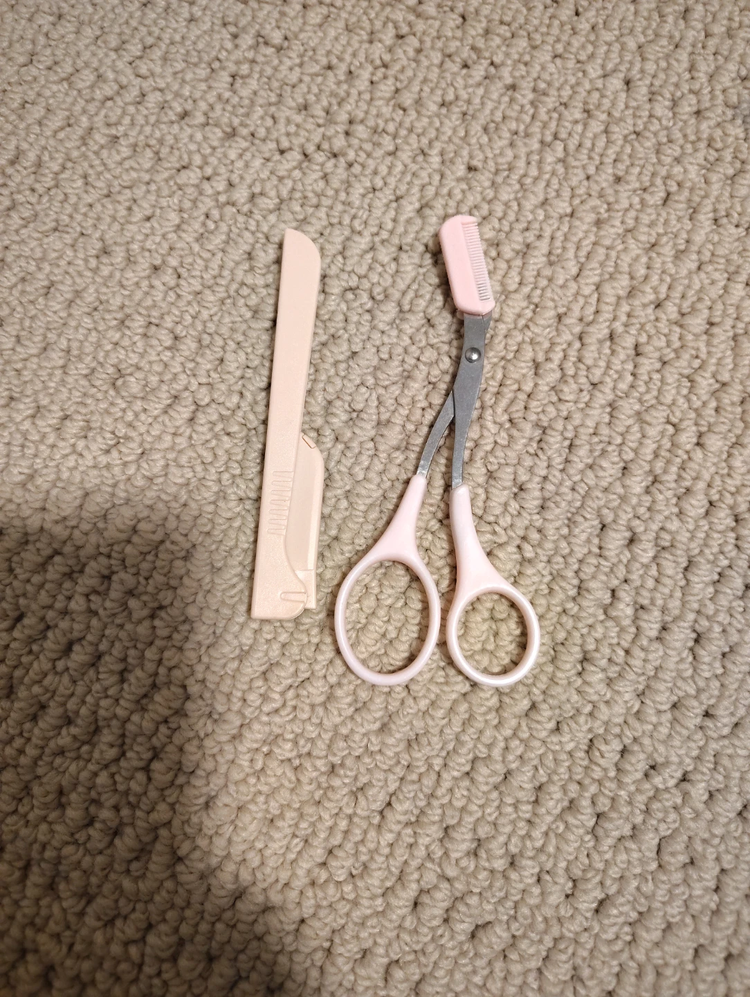 Pink Eyebrow Trimming Scissors and Shaper Set