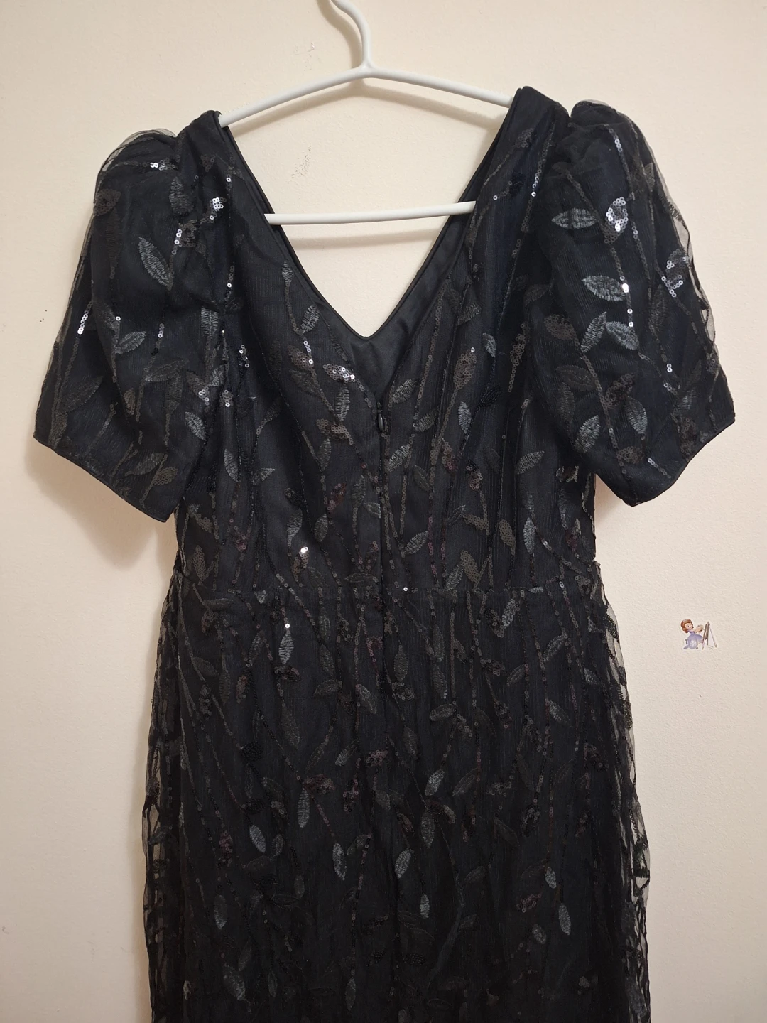 Black Sequin Leaf Pattern Dress - photo 2