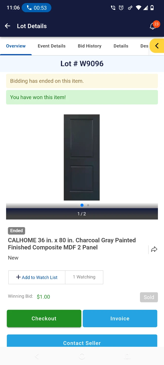 CALHOME 36" x 80" Charcoal Gray 2 Panel Interior Door