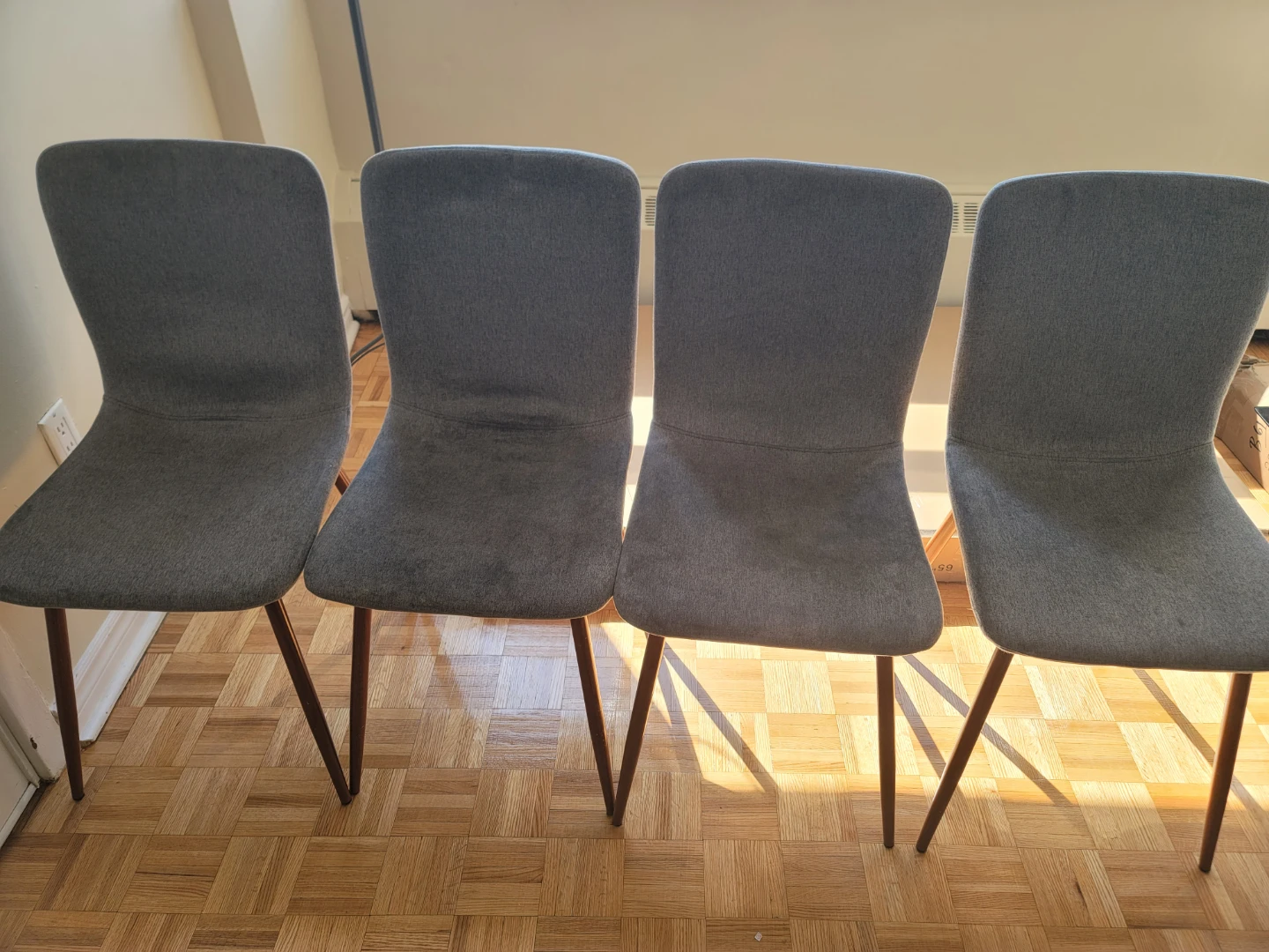 Set of 4 Grey Fabric Dining Chairs