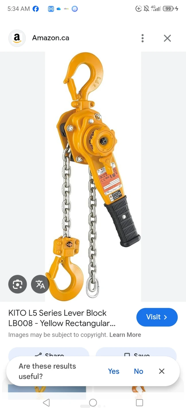 KITO L5 Series Lever Block LB008 - 1.6t Yellow