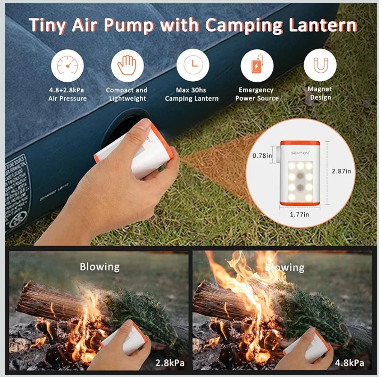 SEMTION Portable Air Pump with Camping Lantern - photo 4