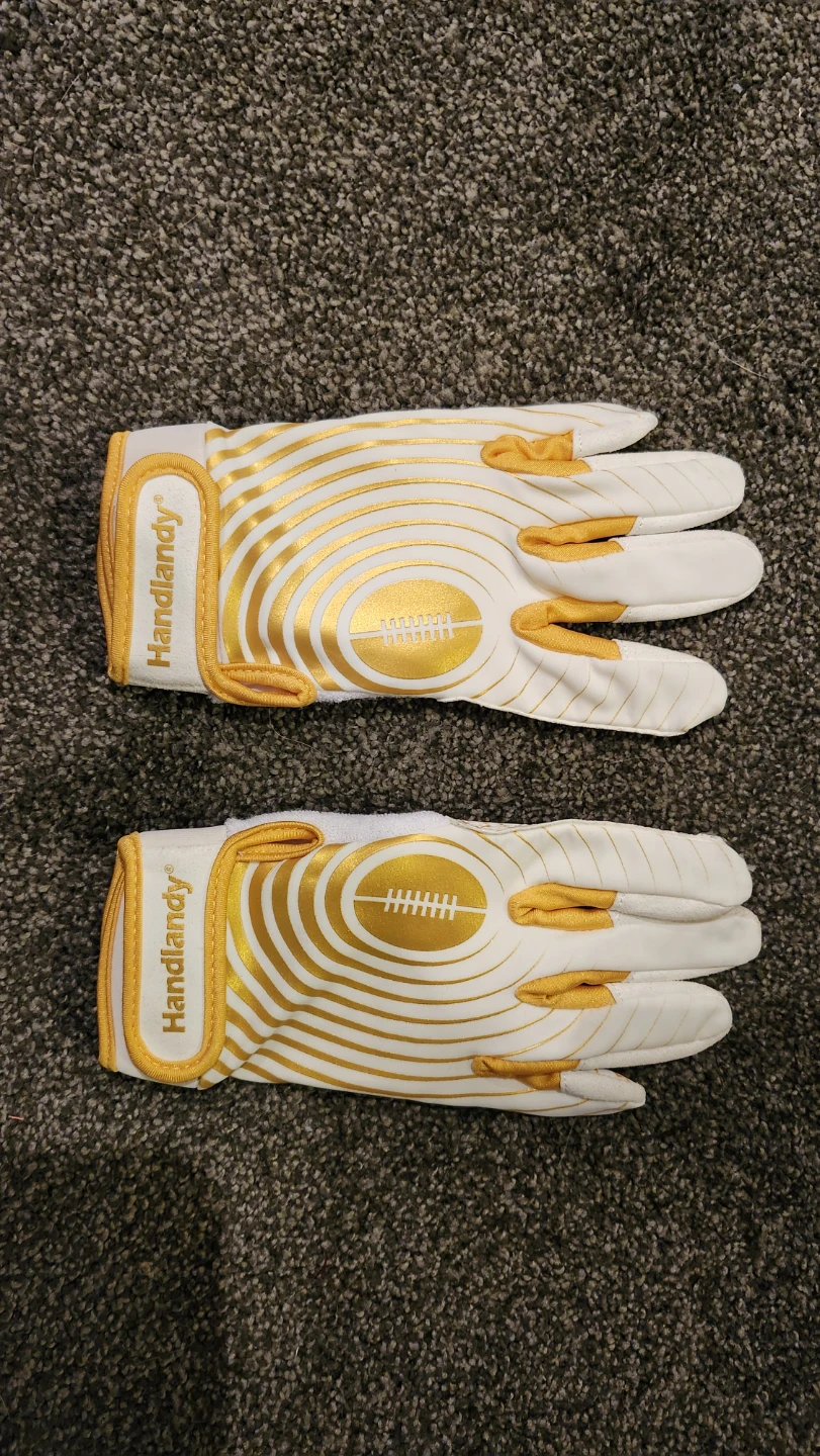 Handlandy White & Gold Football Gloves - photo 2