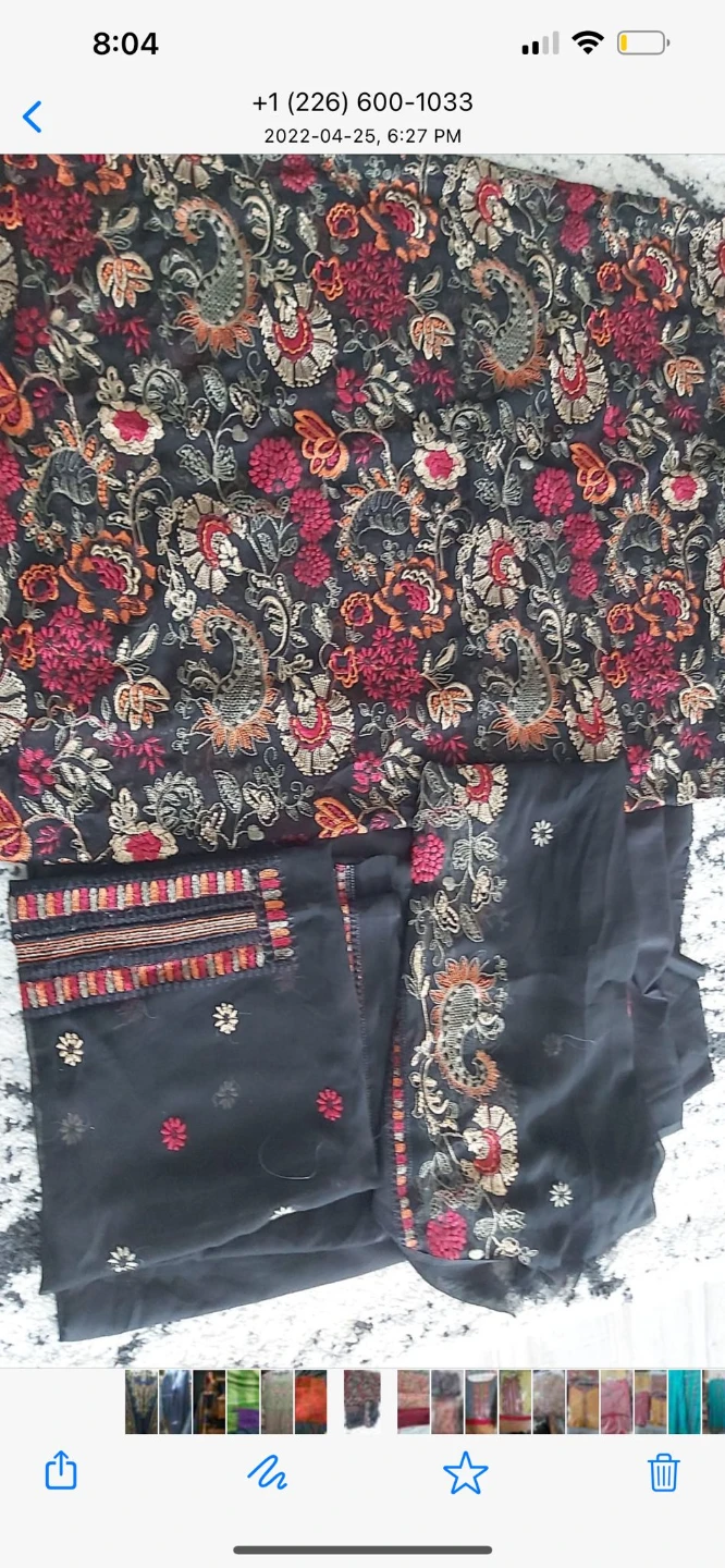 Black Embroidered 3-Piece Unstitched Suit - photo 2