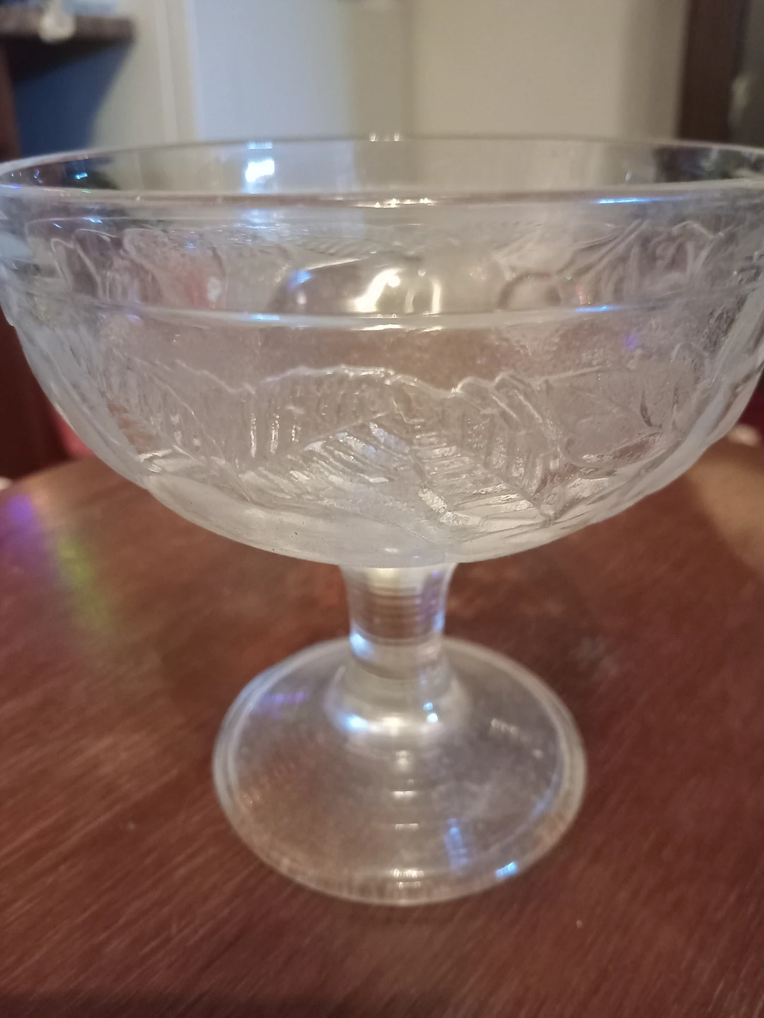 Set of 5 Clear Embossed French Glass Dessert Bowls