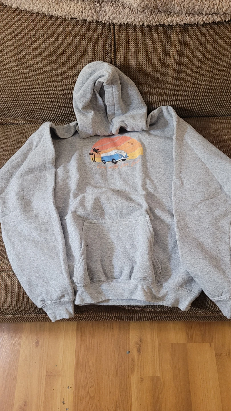 Boy's Grey Hoodie with Van Graphic