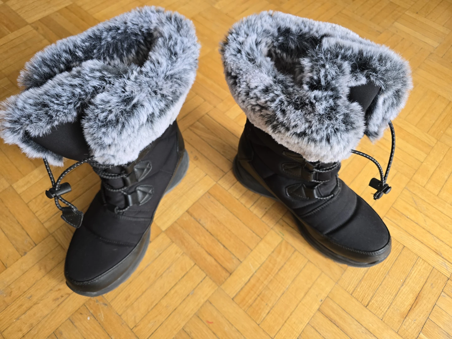 Black Faux Fur Lined Winter Boots - photo 3