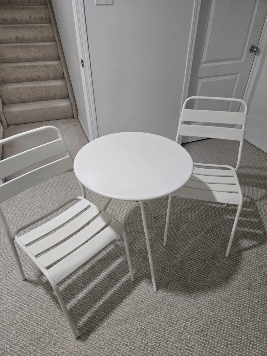 White Metal Patio Set - 1 Table, 2 Chairs - photo 3