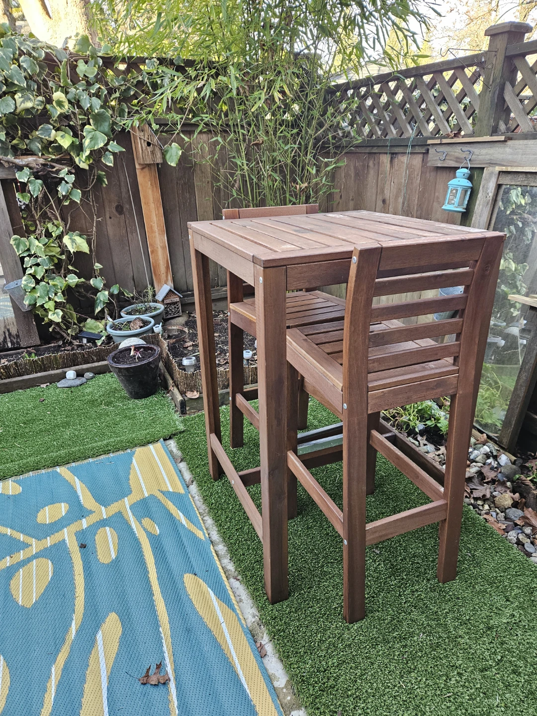 Wooden Bar Table and Chairs Set - photo 2
