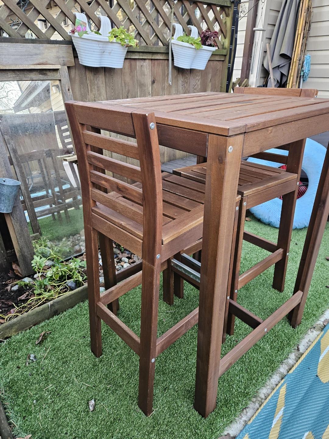 Wooden Bar Table and Chairs Set - photo 3