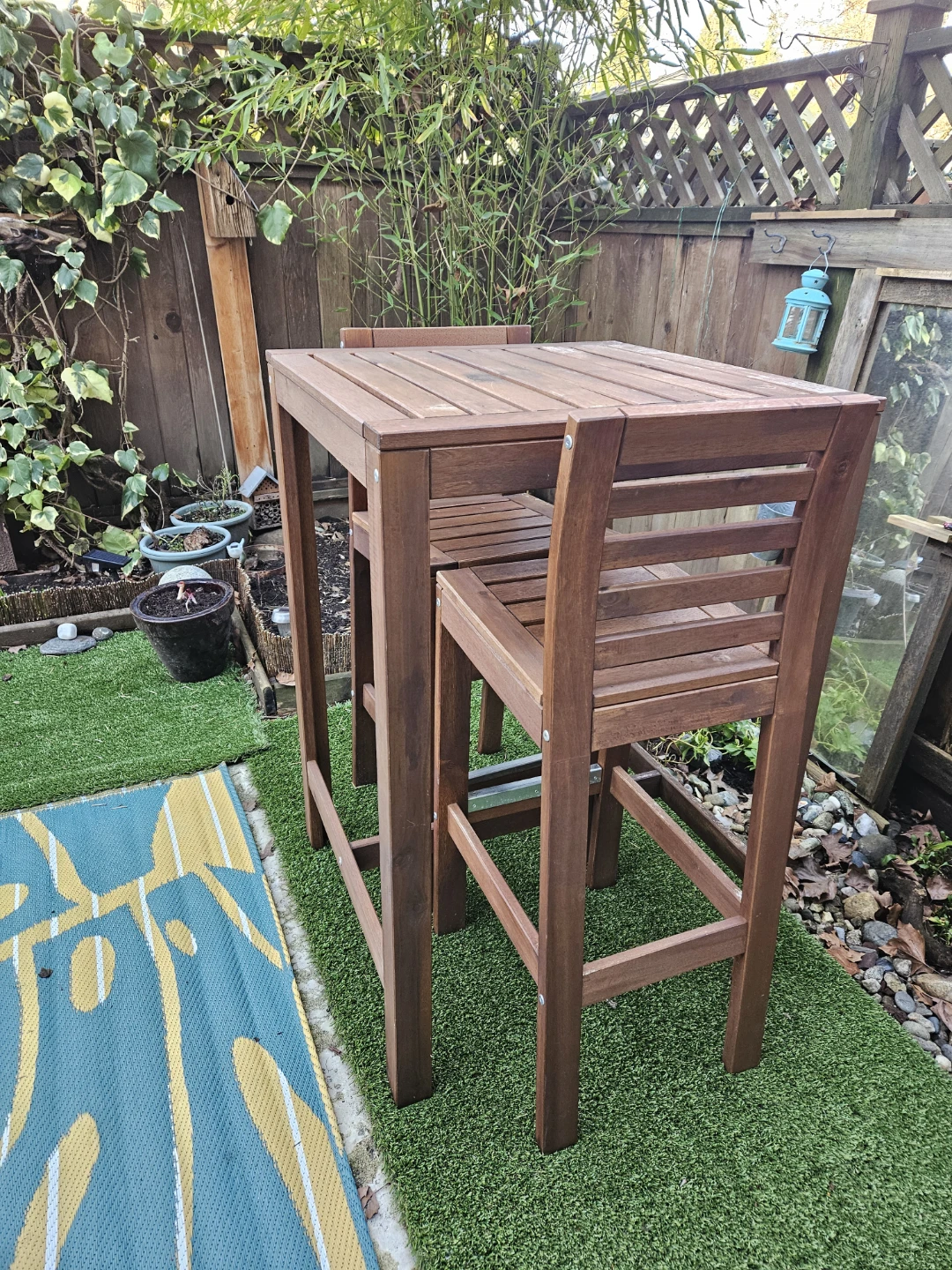 Wooden Bar Table and Chairs Set - photo 4