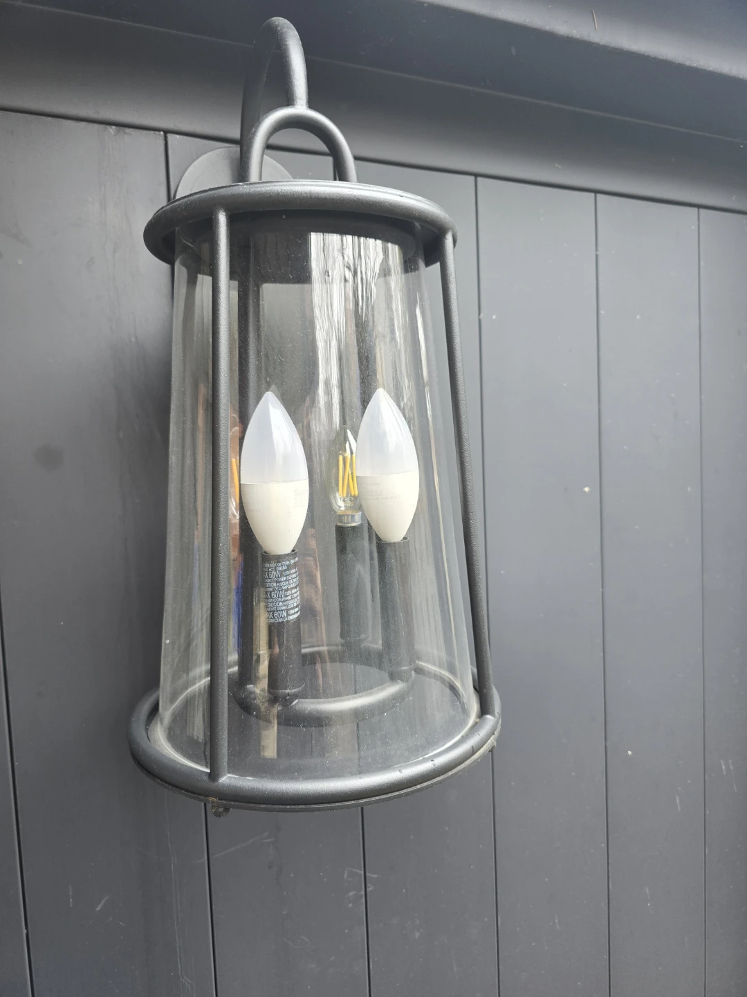 Black Outdoor Lantern with Clear Glass ×2