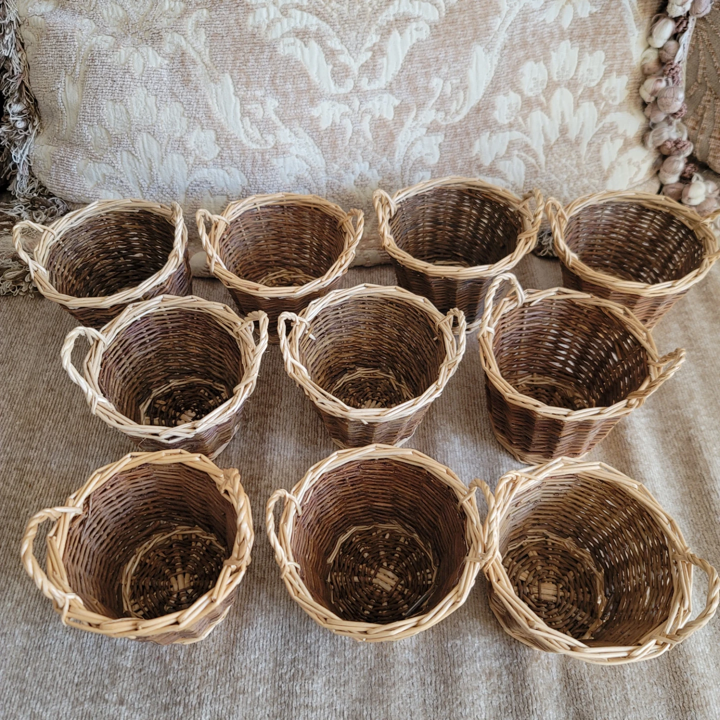 Set of 9 Small Wicker Baskets