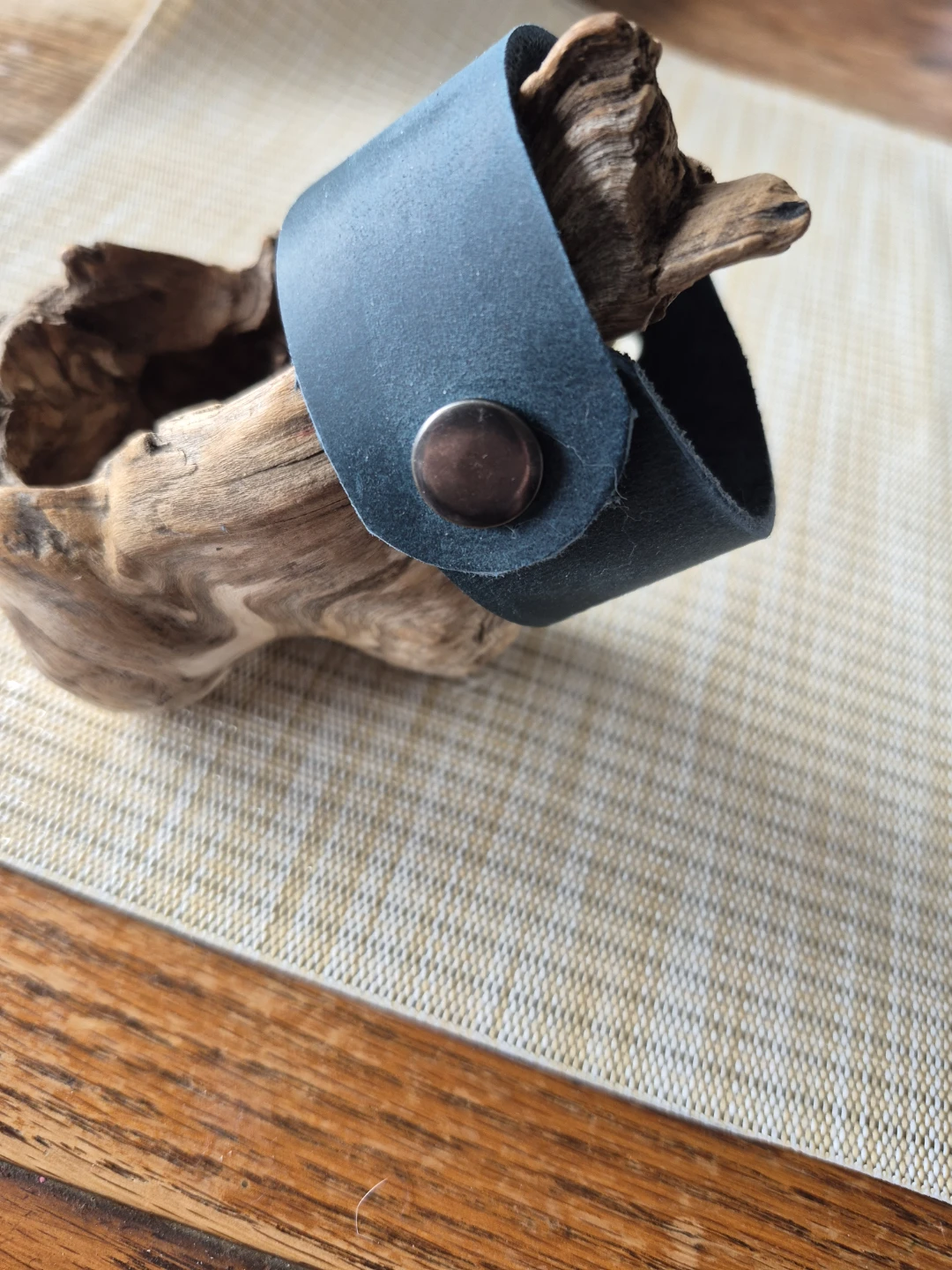 Handmade Leather Cuff Bracelet with Coloured Eyelets - photo 3