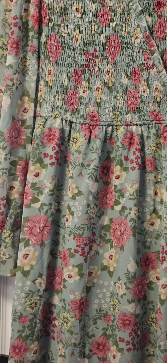 Floral Maxi Dress with Smocked Bodice Large - photo 2