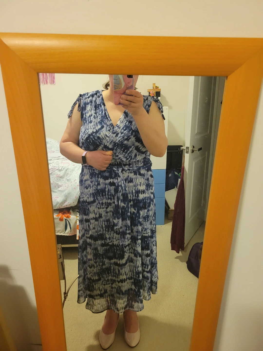 DKNY Women's Blue Tie-Dye Wrap Dress Size 10 - photo 3