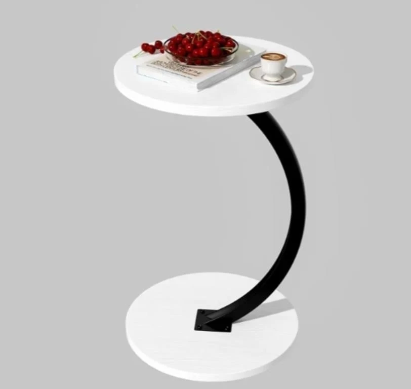 White Side Table with Black Stand